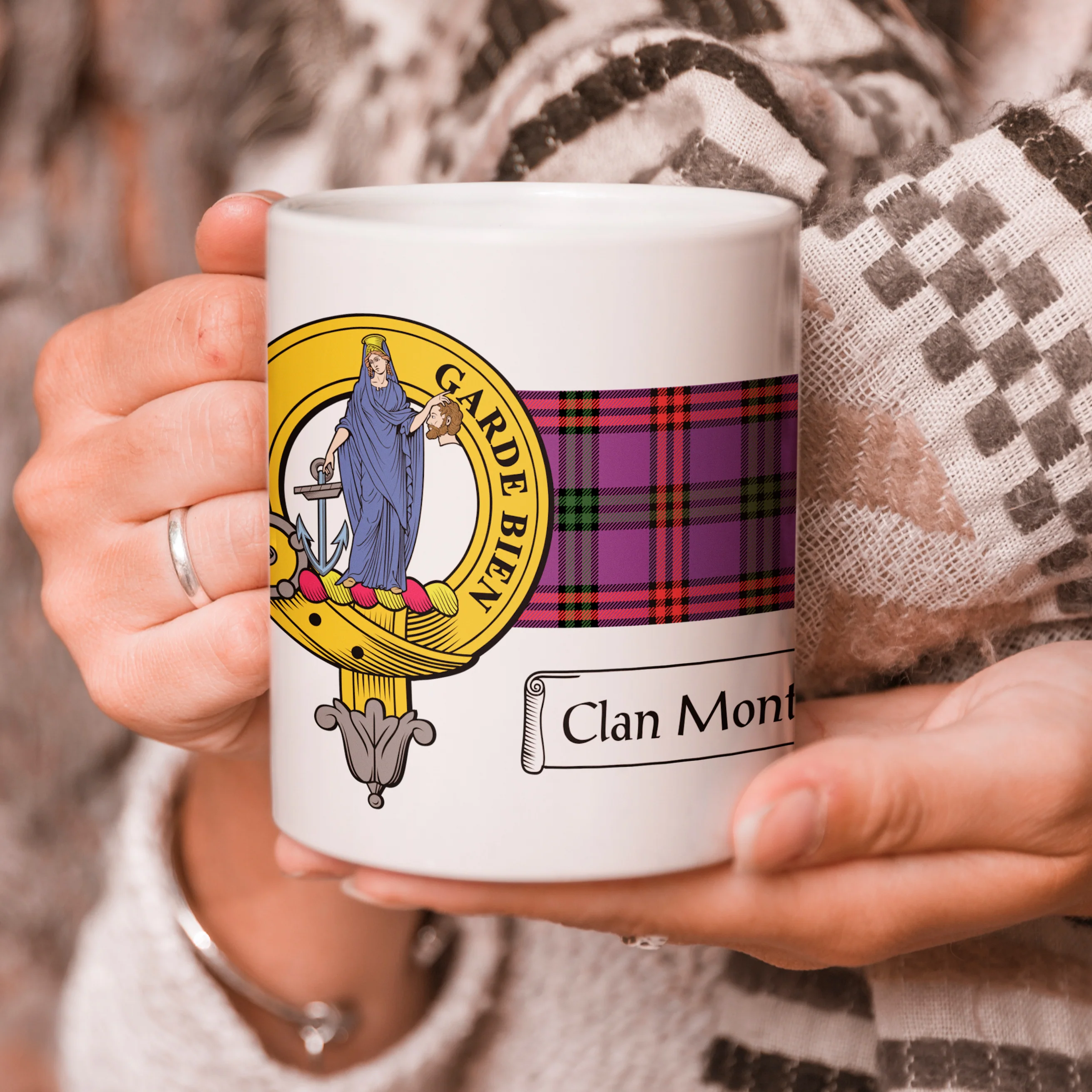 Montgomery Clan Crest and Tartan Mug