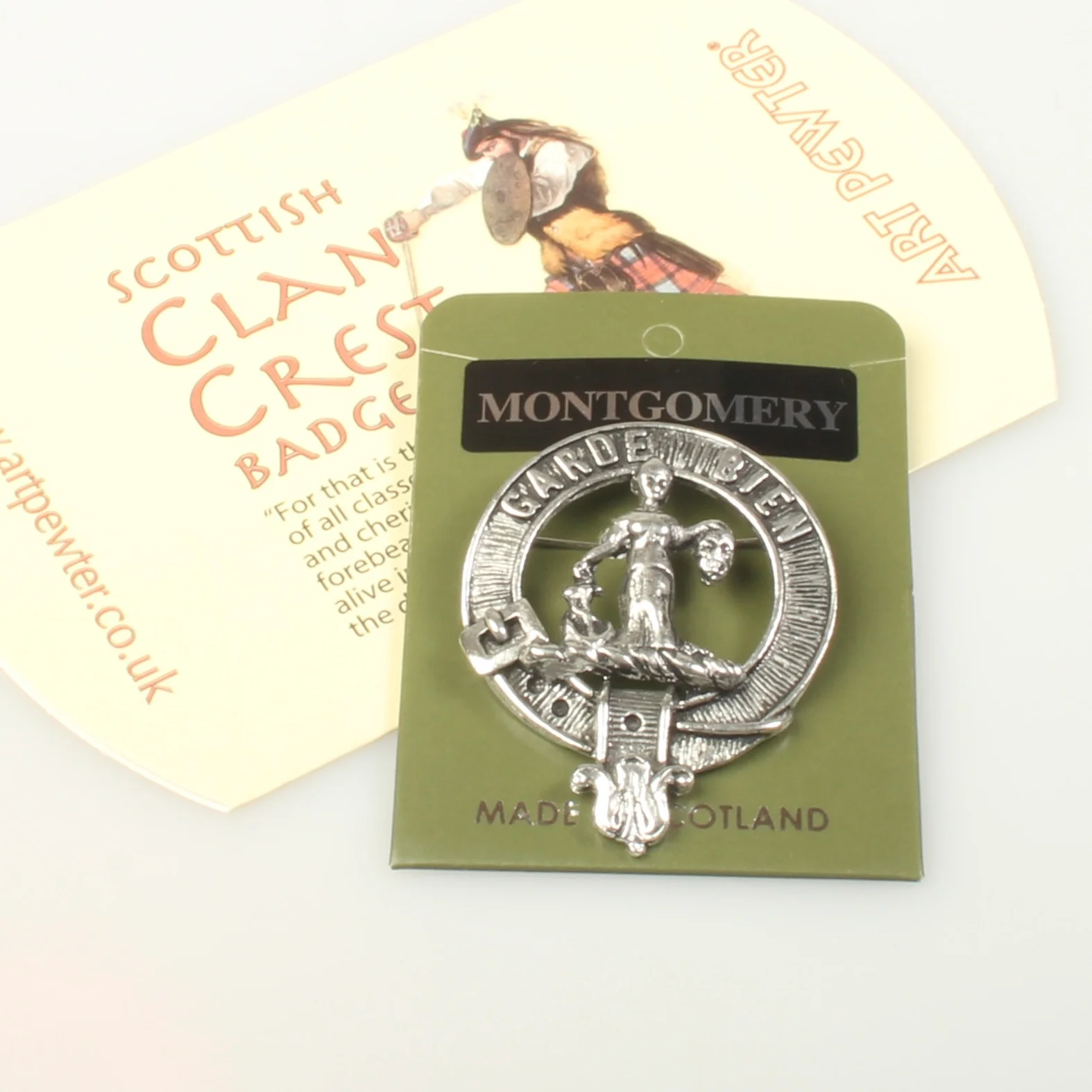 Montgomery Clan Crest Badge in Pewter - Image 3