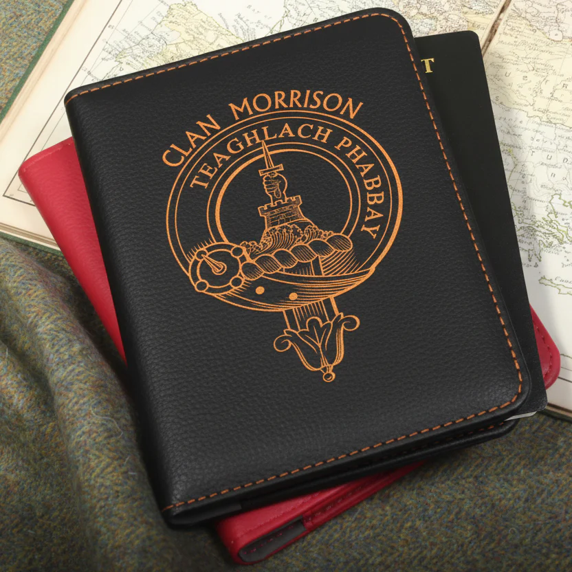 Morrison Clan Crest Leather Passport Cover