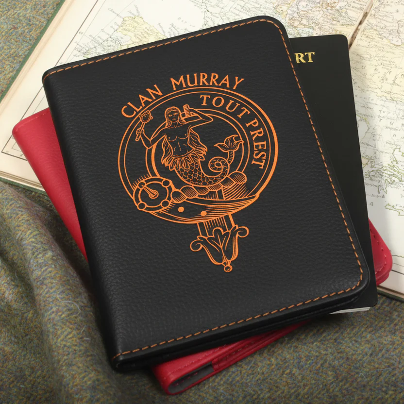 Murray Clan Crest Leather Passport Cover