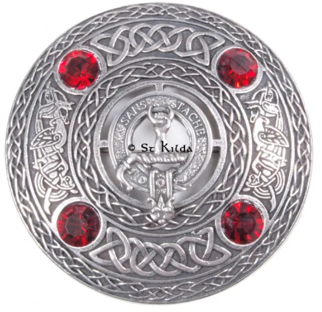 Napier Clan Crest Pewter Plaid Brooch