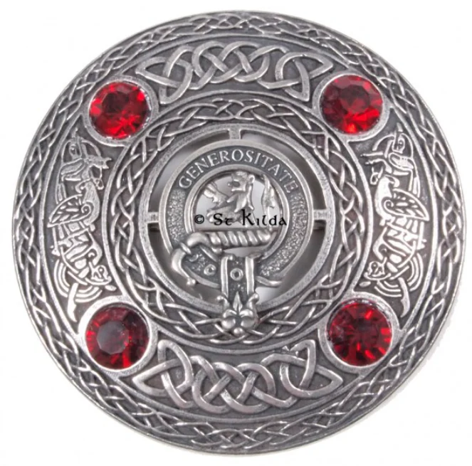 Nicholson Clan Crest Pewter Plaid Brooch