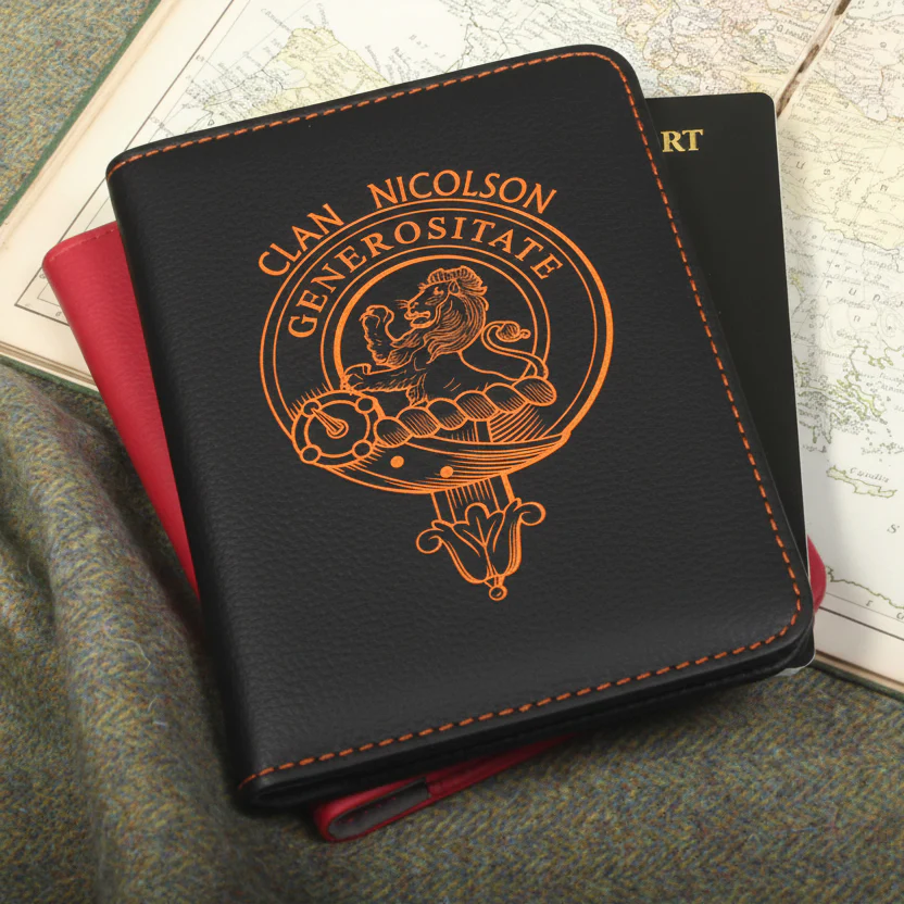 Nicolson Clan Crest Leather Passport Cover