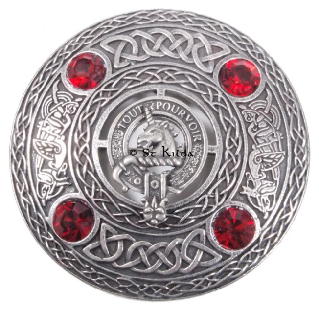 Oliphant Clan Crest Pewter Plaid Brooch