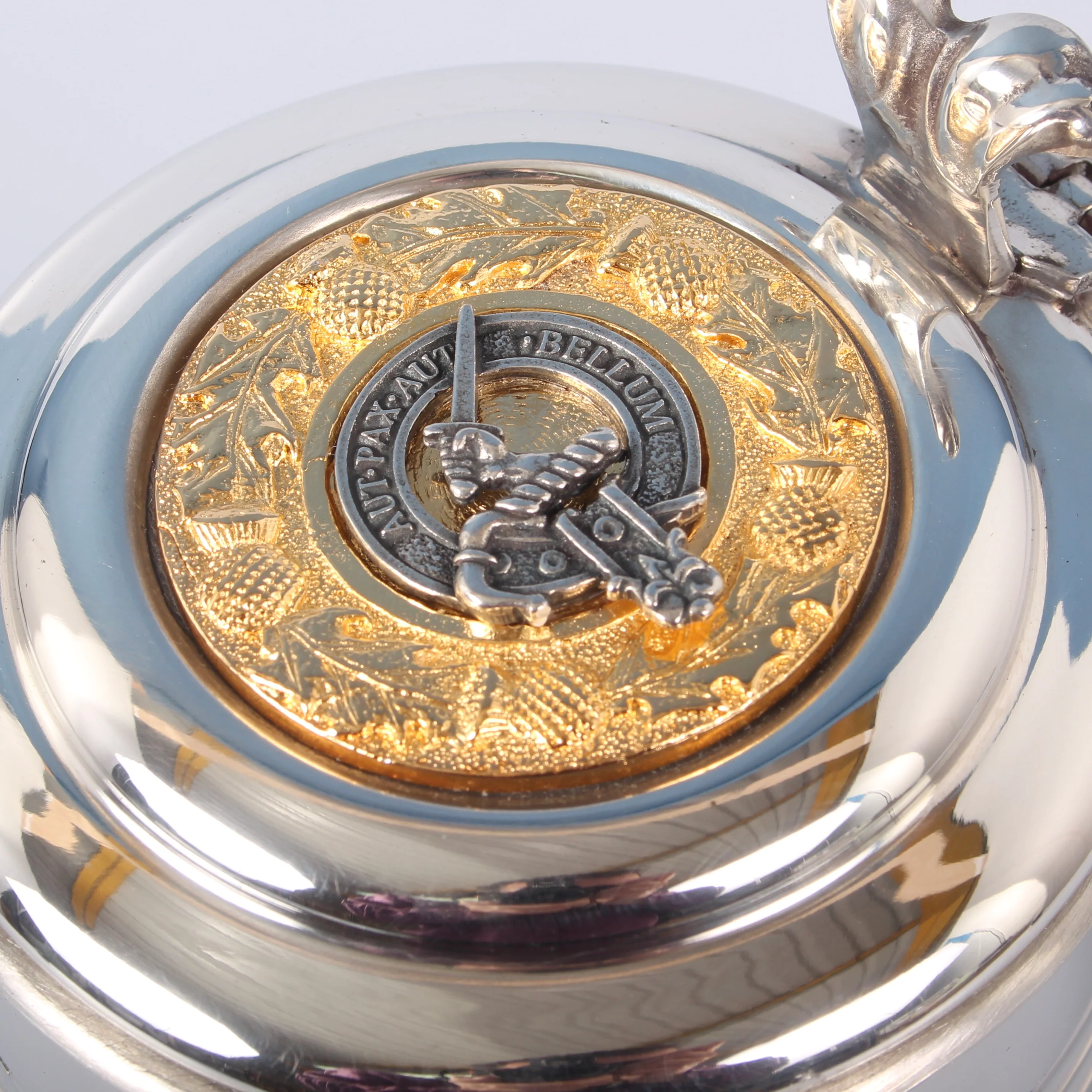 Pewter Tankard With Gold Trim and Gunn Clan Crest. - Image 2