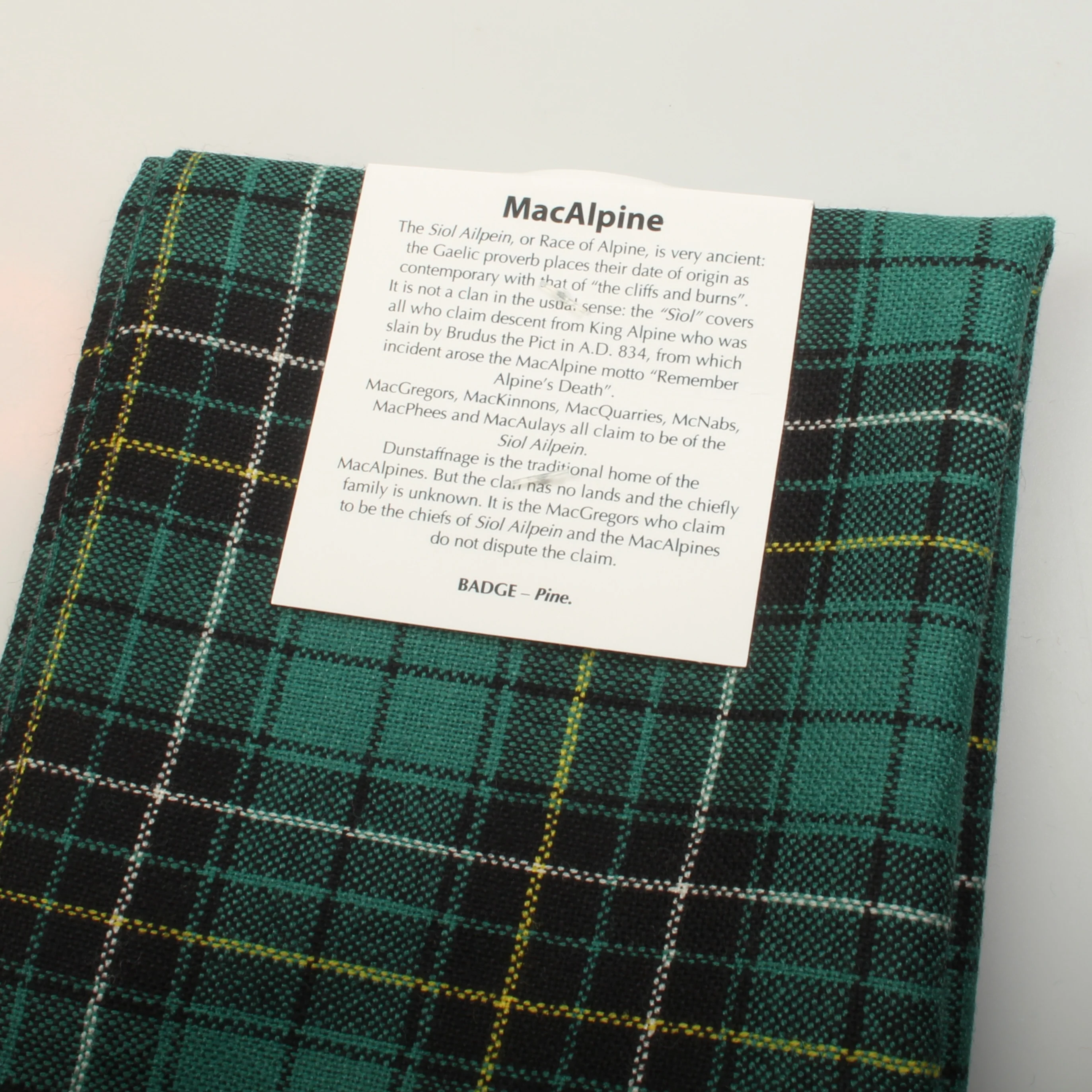 Wool Tartan Pocket Square in MacAlpine Ancient Tartan - Image 2