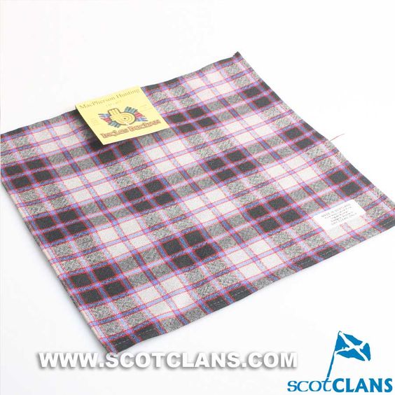 Wool Tartan Pocket Square in MacPherson Hunting Tartan