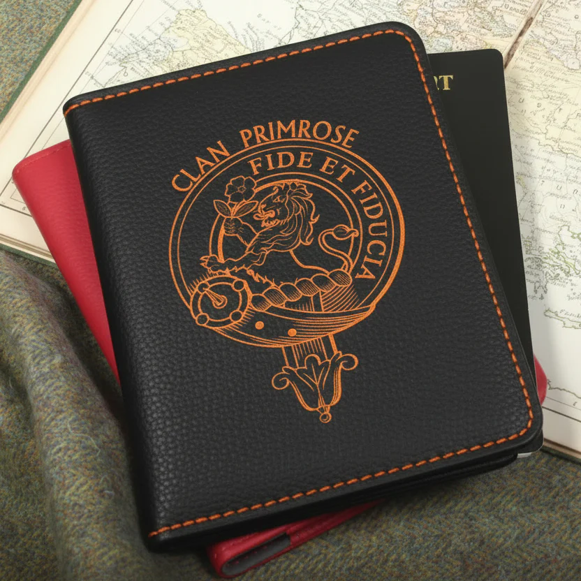 Primrose Clan Crest Leather Passport Cover
