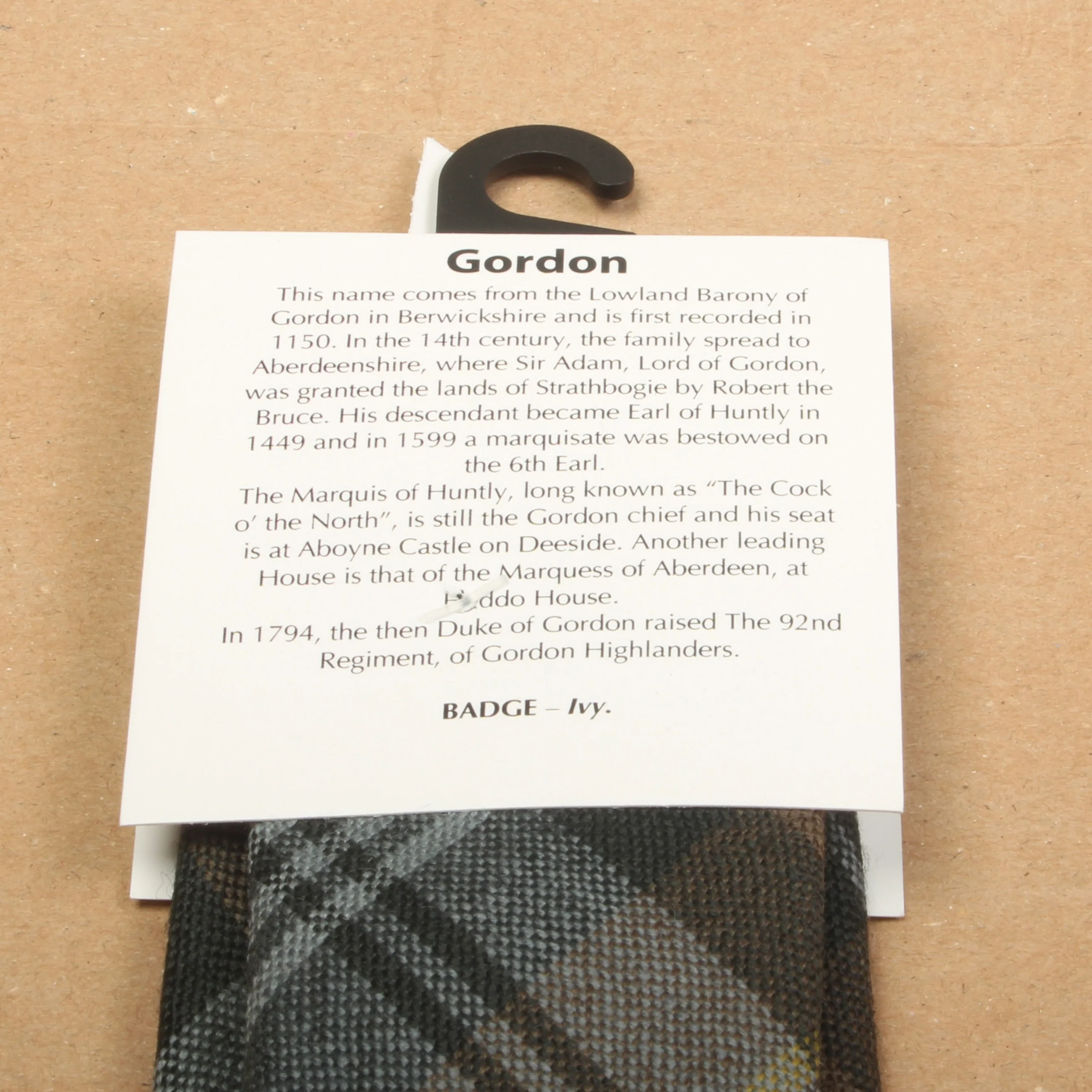 Pure Wool Tie in Gordon Weathered Tartan - Image 3