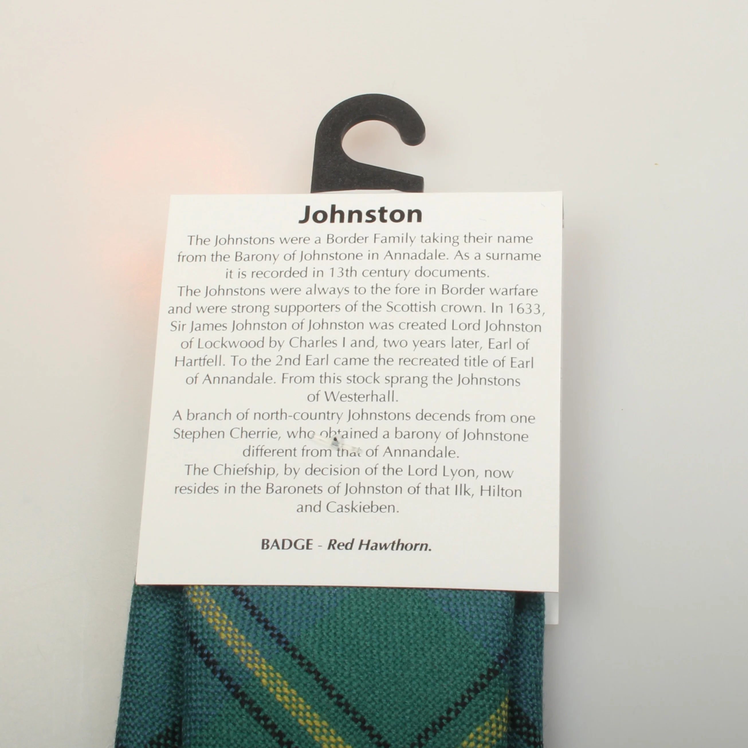 Pure Wool Tie in Johnstone Ancient Tartan - Image 4