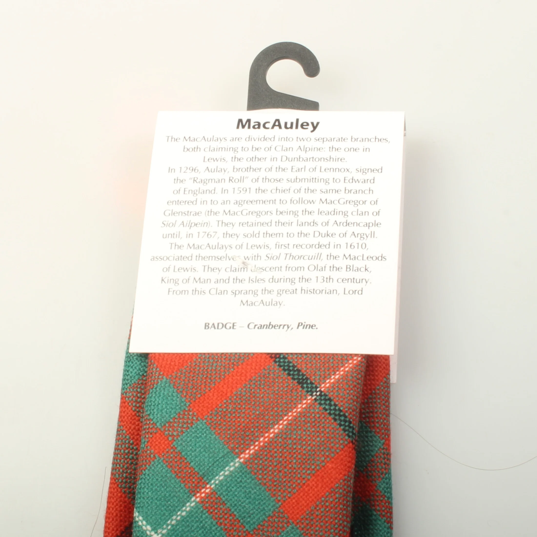Pure Wool Tie in MacAulay Red Ancient Tartan. - Image 3