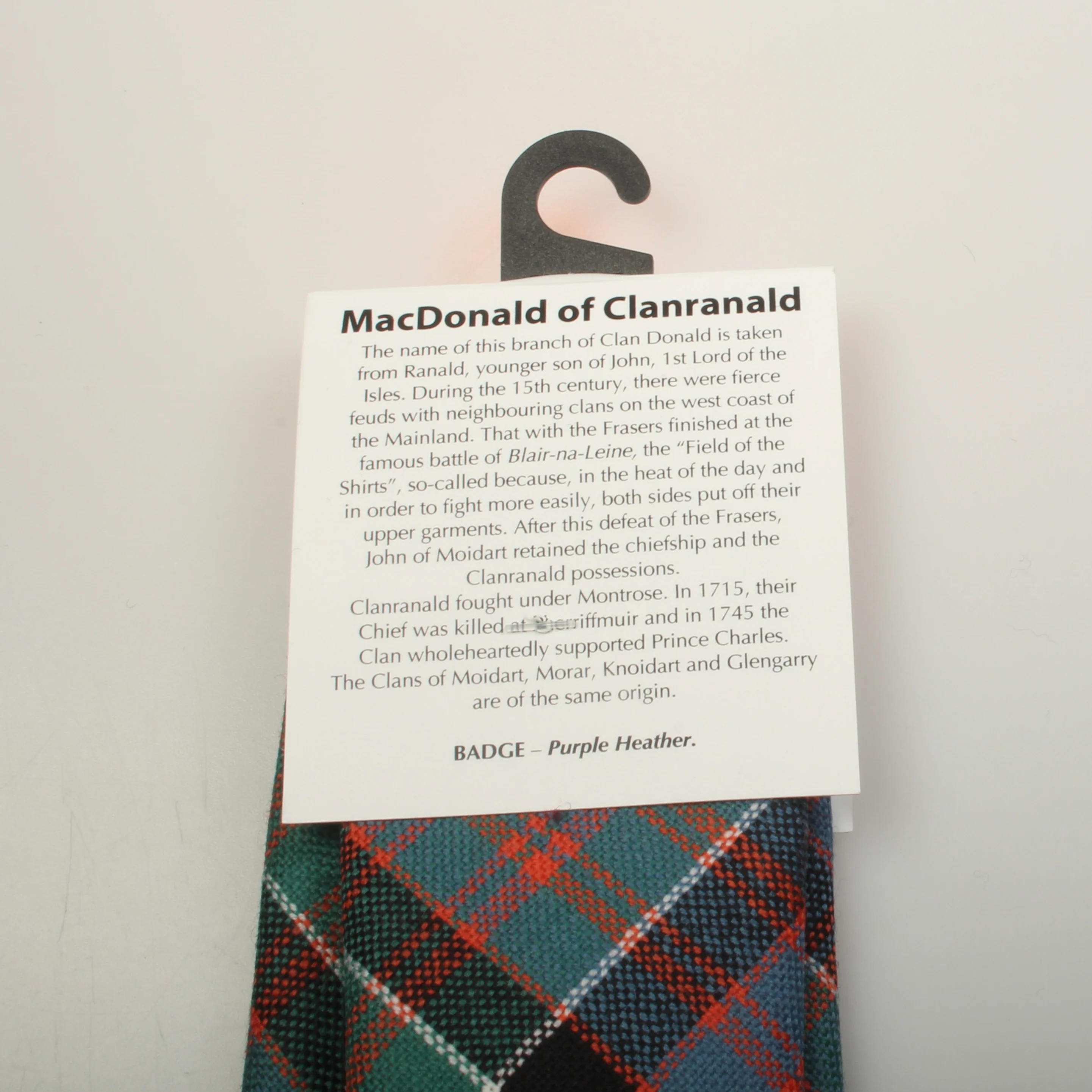 Pure Wool Tie in MacDonald of Clanranald Ancient Tartan - Image 3