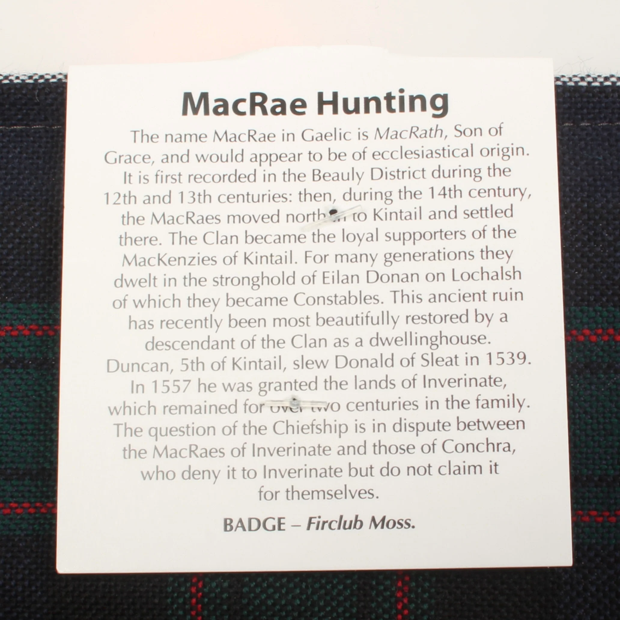Pure Wool Tie in MacRae Hunting Modern Tartan - Image 3