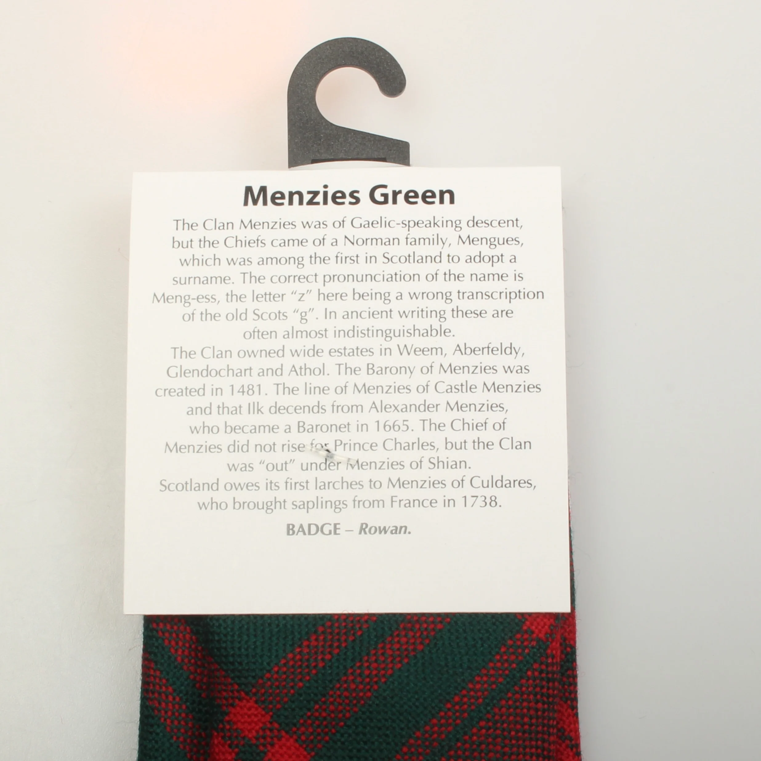 Pure Wool Tie in Menzies Green Modern Tartan. - Image 3