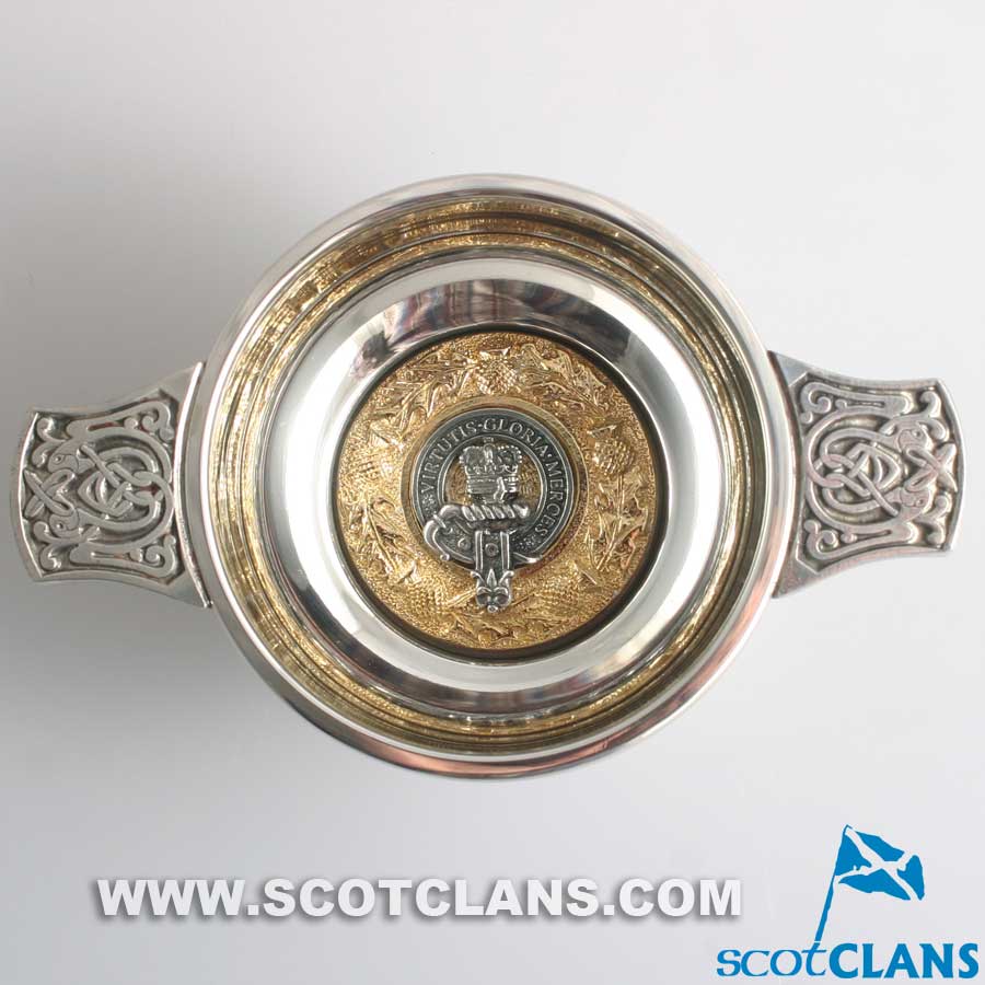 Robertson Clan Crest Quaich with Gold Trim - Image 2