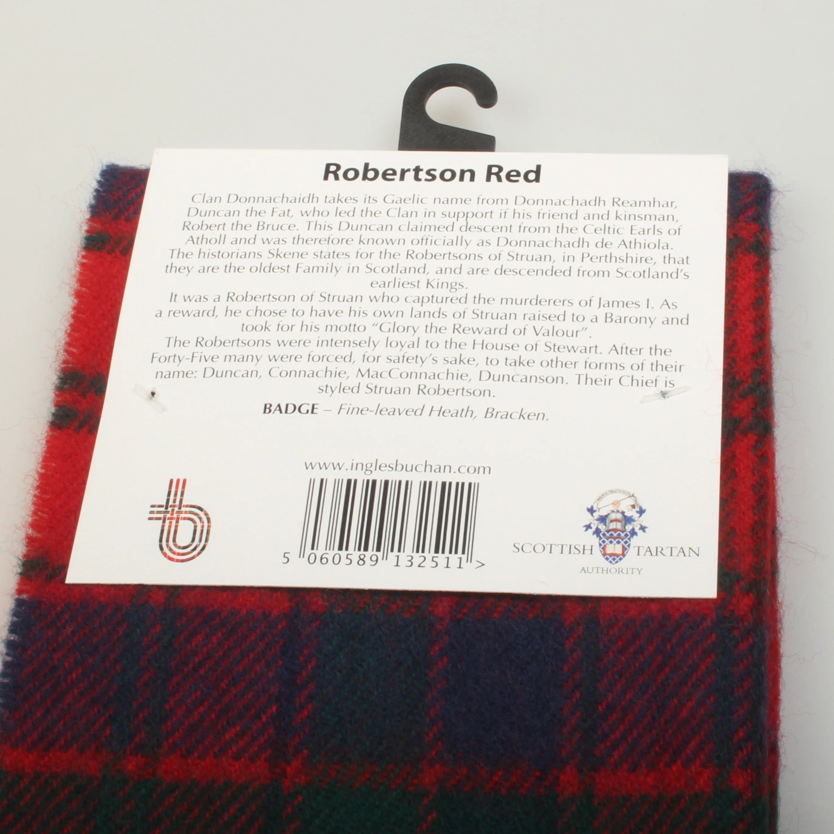 Robertson Red Modern Tartan Lambswool Scarf - Image 3