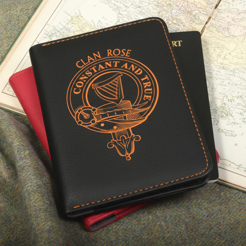 Rose Clan Crest Leather Passport Cover
