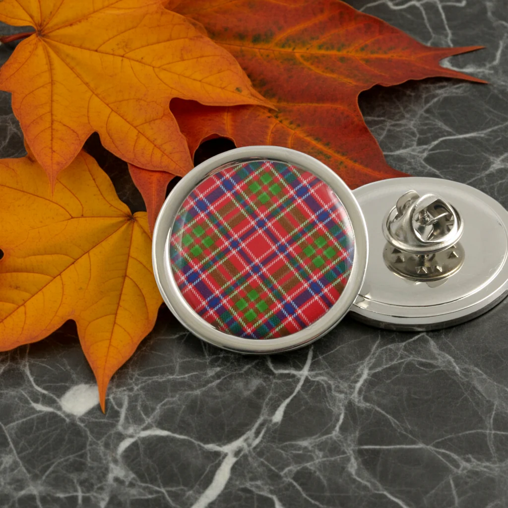 Round Tartan Pin Badge