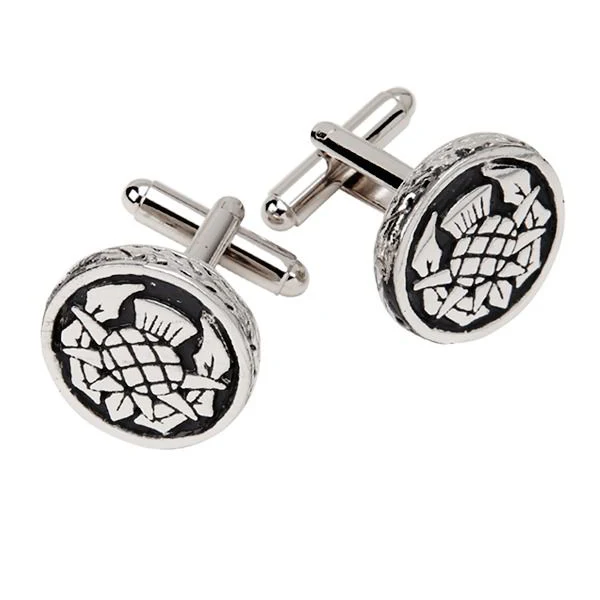Round Thistle Kilt Pin & Cufflink Set - Image 3