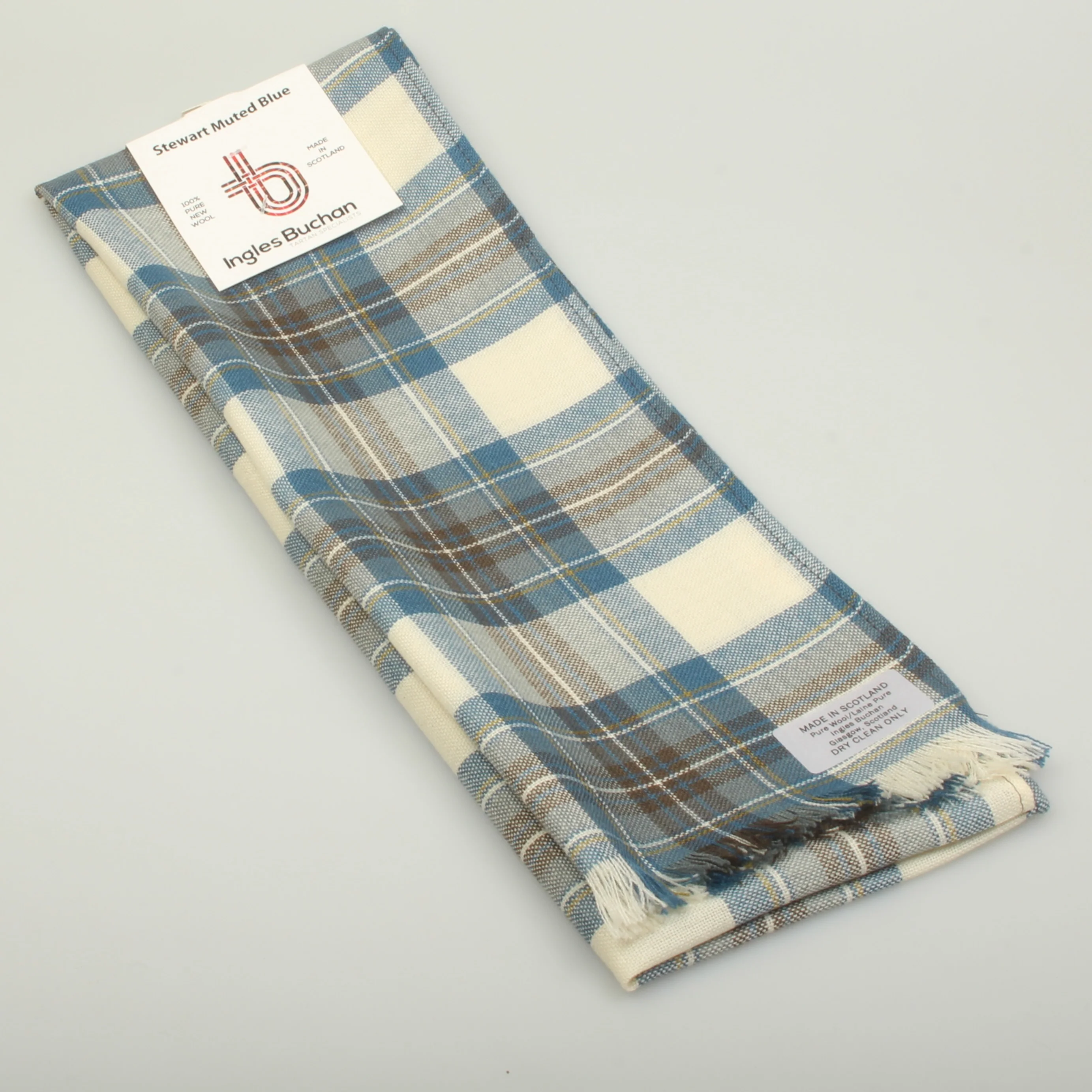 Scarf in Stewart Muted Blue Tartan - Image 3