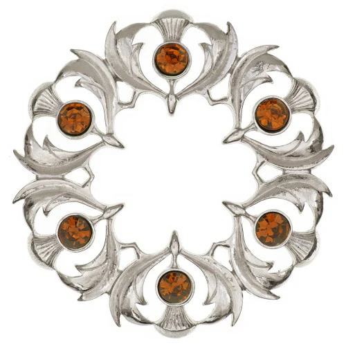 Scottish Thistle Plaid Brooch - Small Stones - Image 4