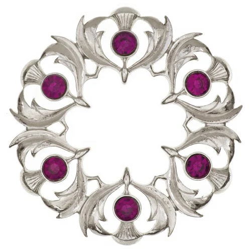 Scottish Thistle Plaid Brooch - Small Stones - Image 5