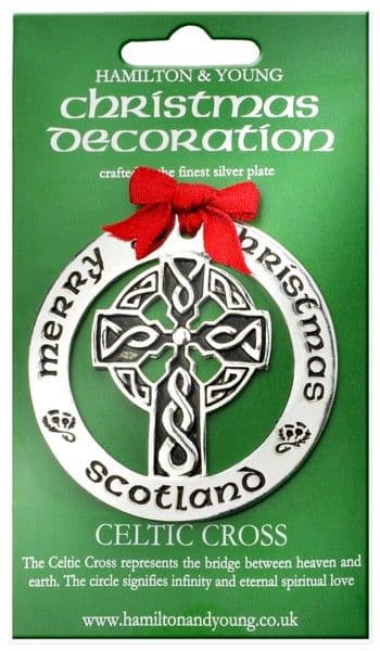 Silver Plated Christmas Decoration Celtic Cross - Image 2