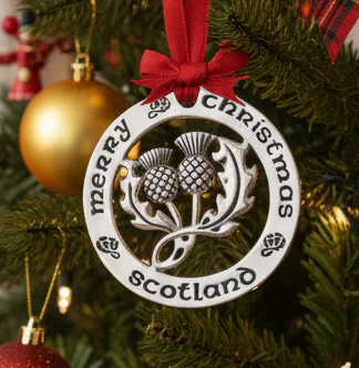 Silver Plated Christmas Decoration Scottish Thistle