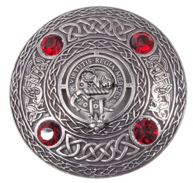 Skene Clan Crest Pewter Plaid Brooch