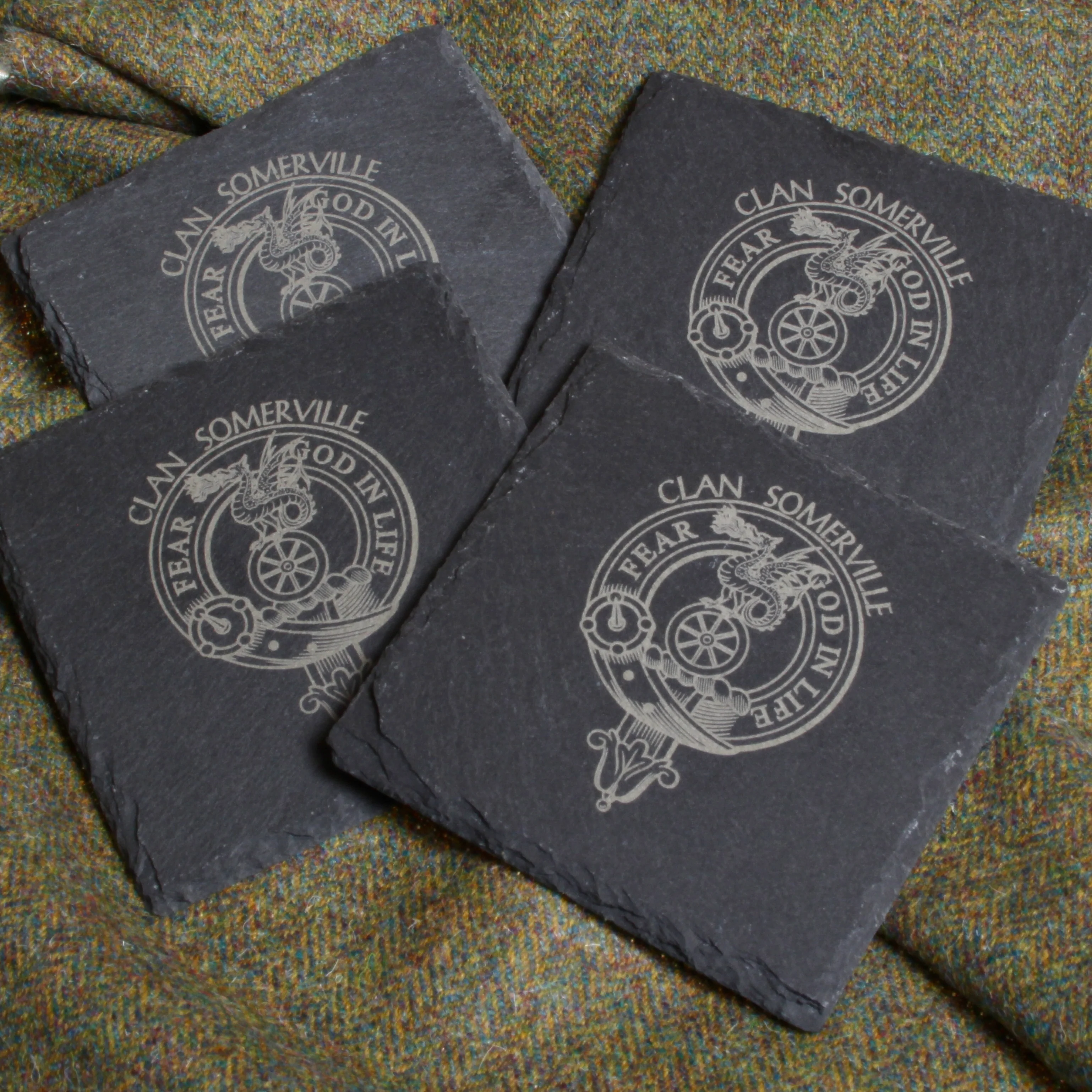 Somerville Clan Crest Slate Coaster - Image 2