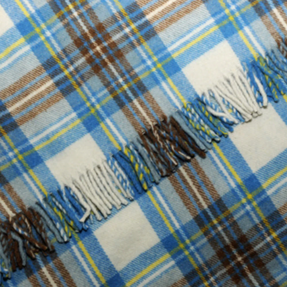 Stewart Blue Muted Tartan Throw Rug