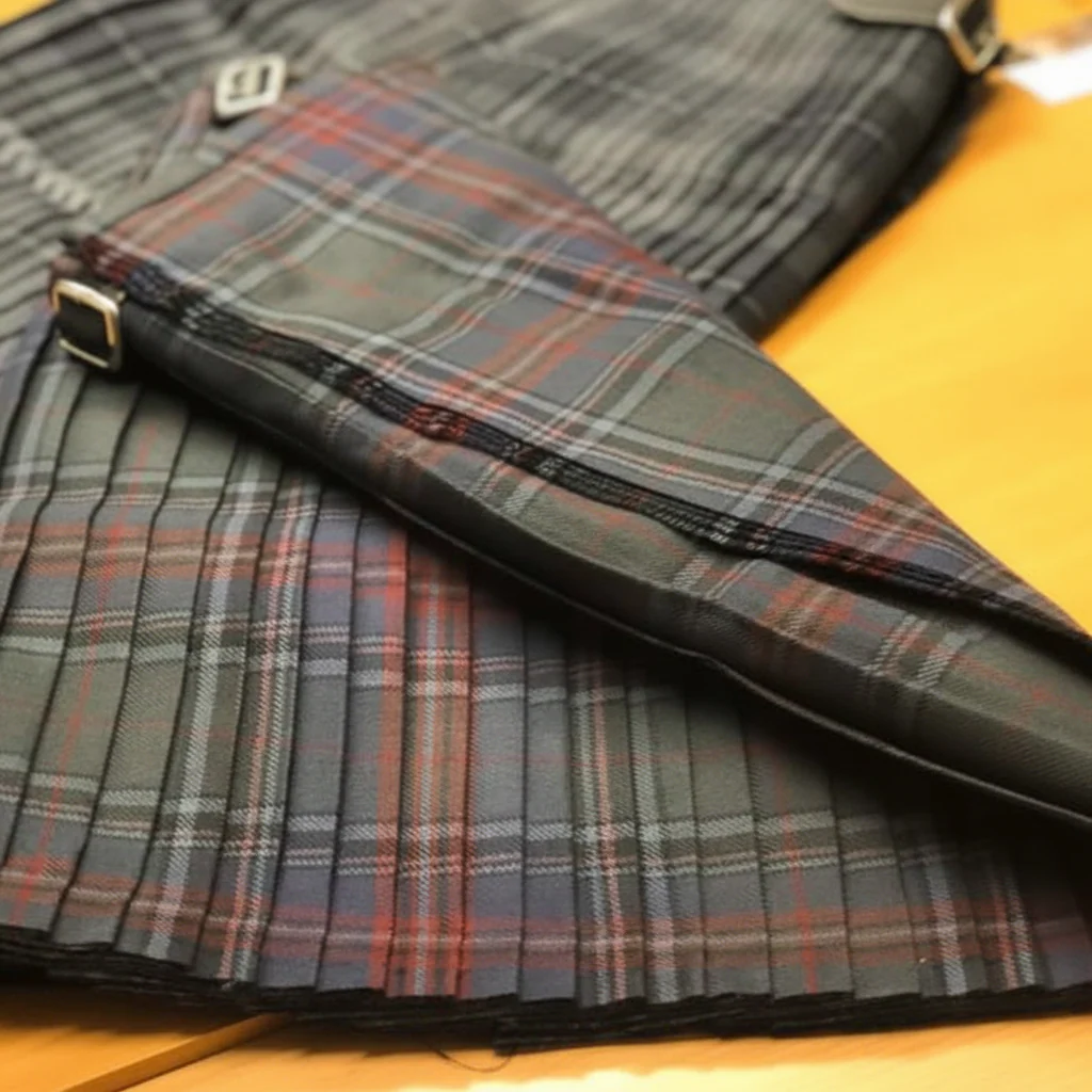 Stewart Grey Heavyweight Hand Stitched Kilt - Image 3