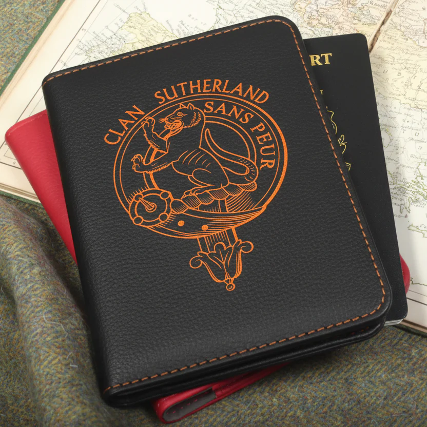 Sutherland Clan Crest Leather Passport Cover