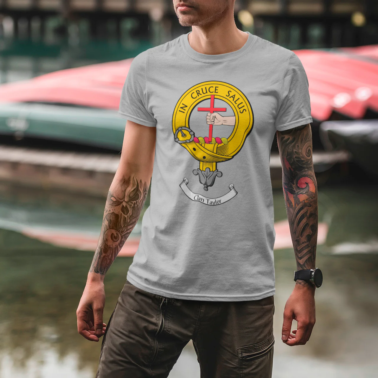 Taylor Clan Crest Gents T Shirt - Unique Custom Print, Vibrant Colors, Various Sizes  S to 3XL