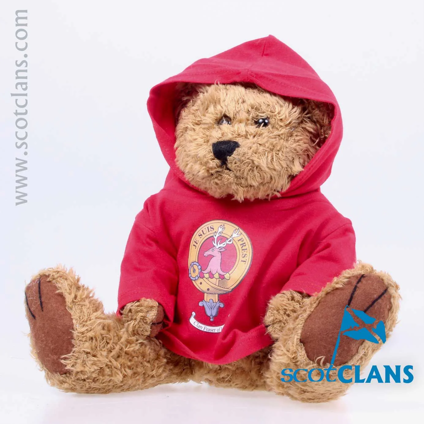 Teddy Bear with Fraser of Lovat Clan Crest Hoody Top - Image 2
