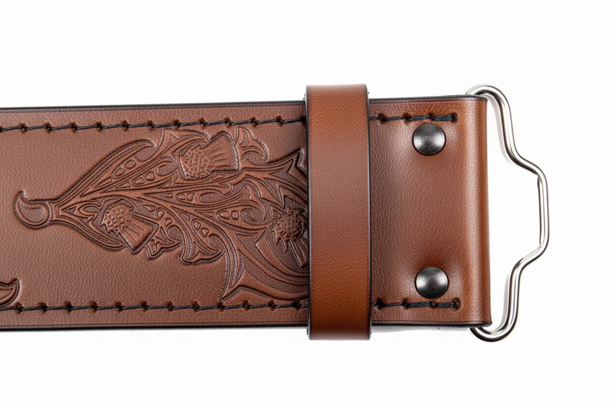 Thistle Embossed Leather Kilt Belt - Image 3