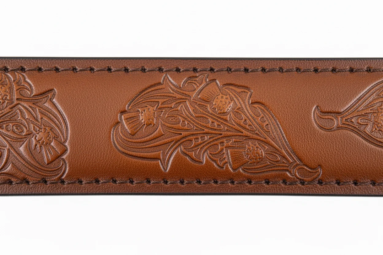 Thistle Embossed Leather Kilt Belt - Image 4