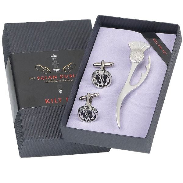 Thistle Leaf Kilt Pin & Cufflink Set - Image 2