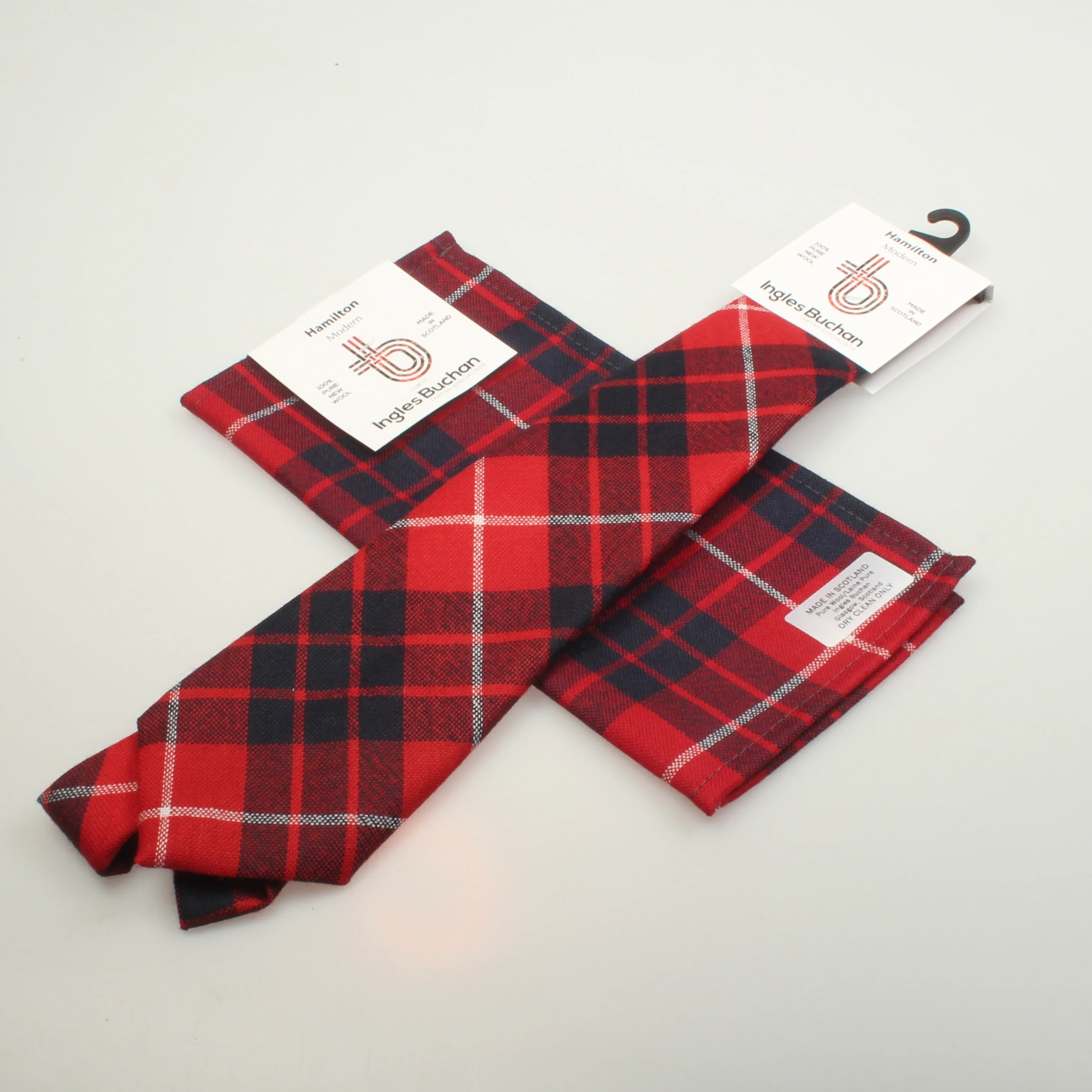 Tie and Pocket Square Gift Set - Hamilton Red Modern Tartan - Image 2