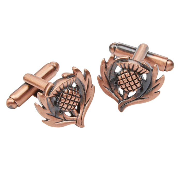 Traditional Thistle Cufflinks in Copper or Pewter - Image 2