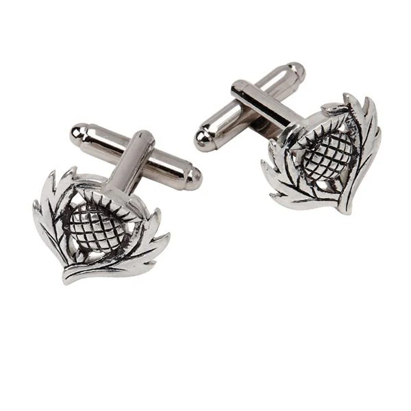 Traditional Thistle Cufflinks in Copper or Pewter - Image 3