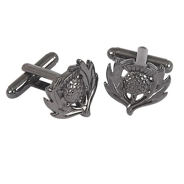Traditional Thistle Cufflinks in Copper or Pewter - Image 4