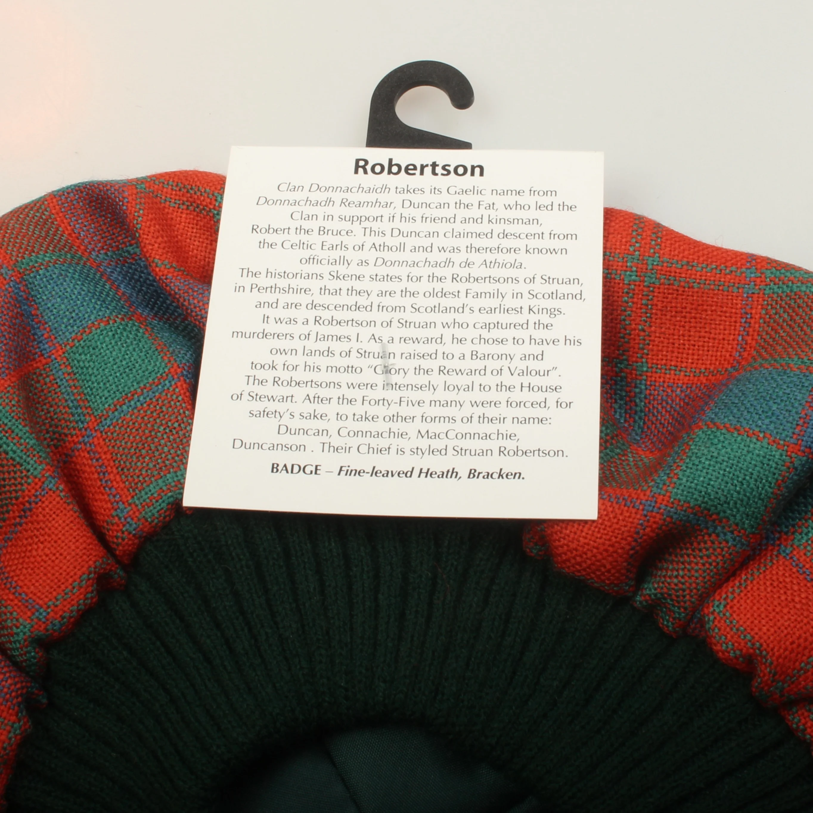 Unisex Wool Tam in Robertson Ancient Tartan - Image 3