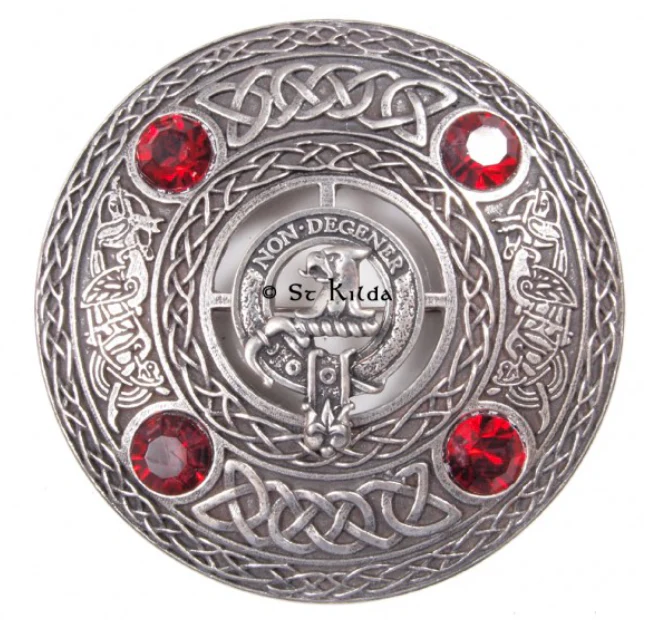 Wedderburn Clan Crest Pewter Plaid Brooch