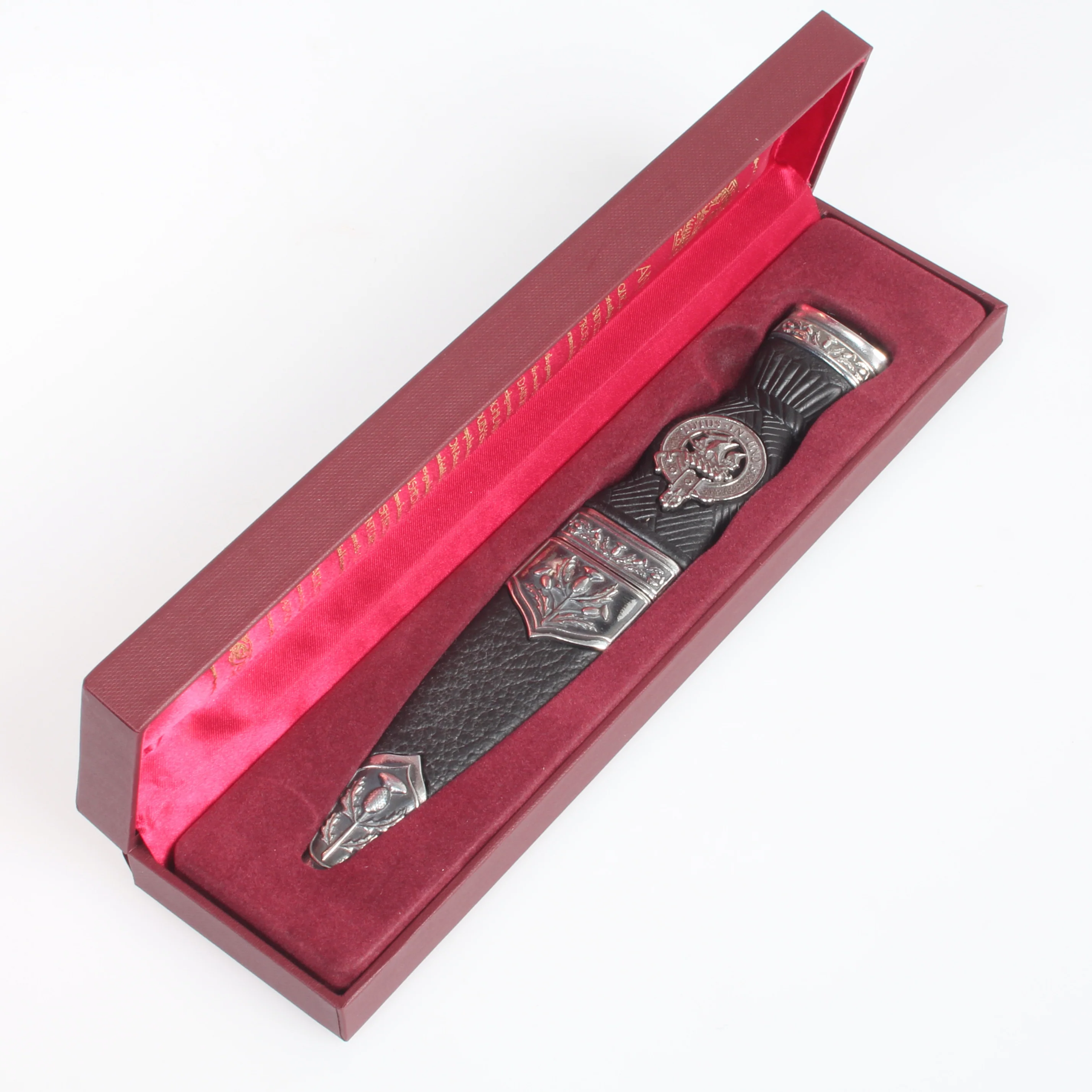 Wood Clan Crest Sgian Dubh - Stone Top
