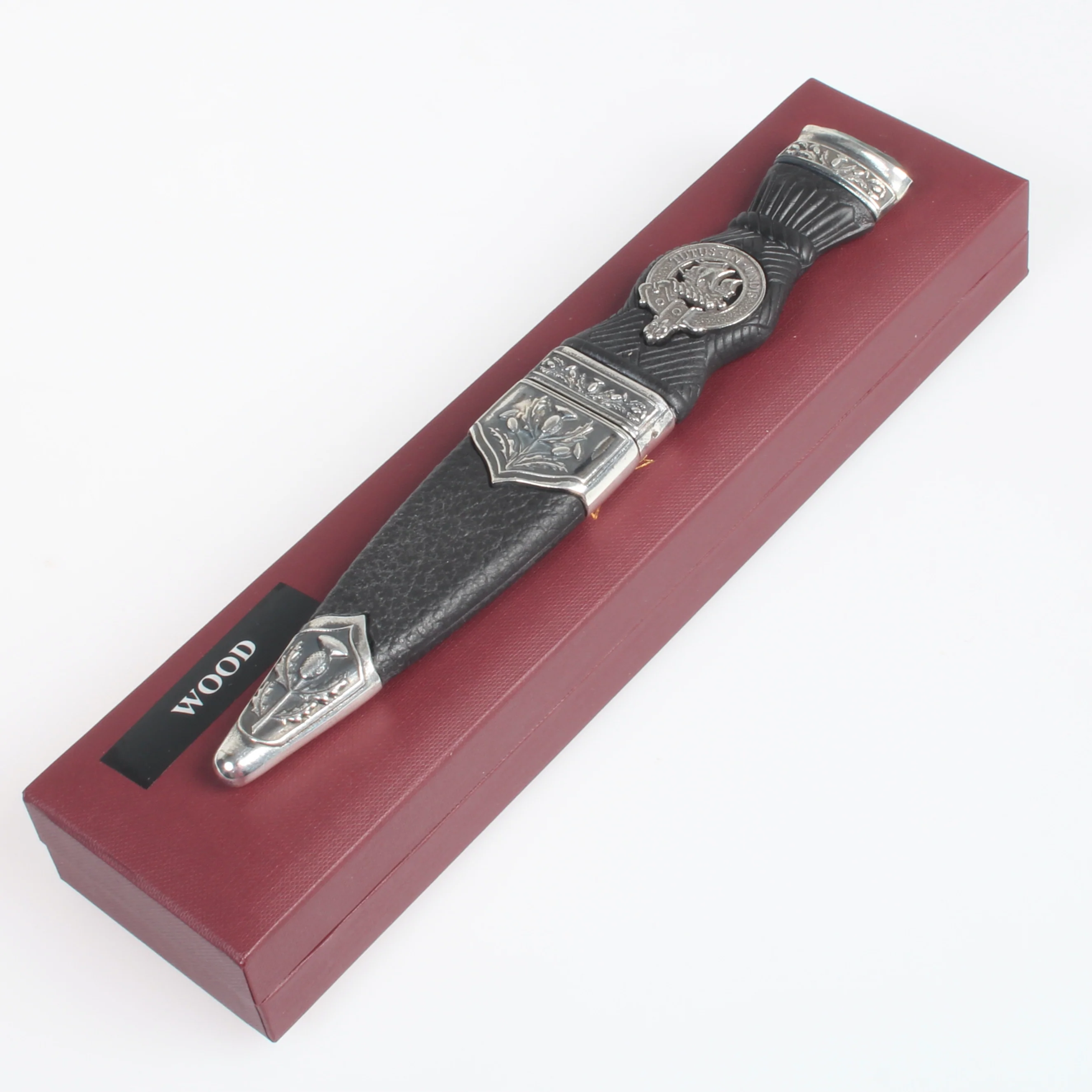 Wood Clan Crest Sgian Dubh - Stone Top - Image 2