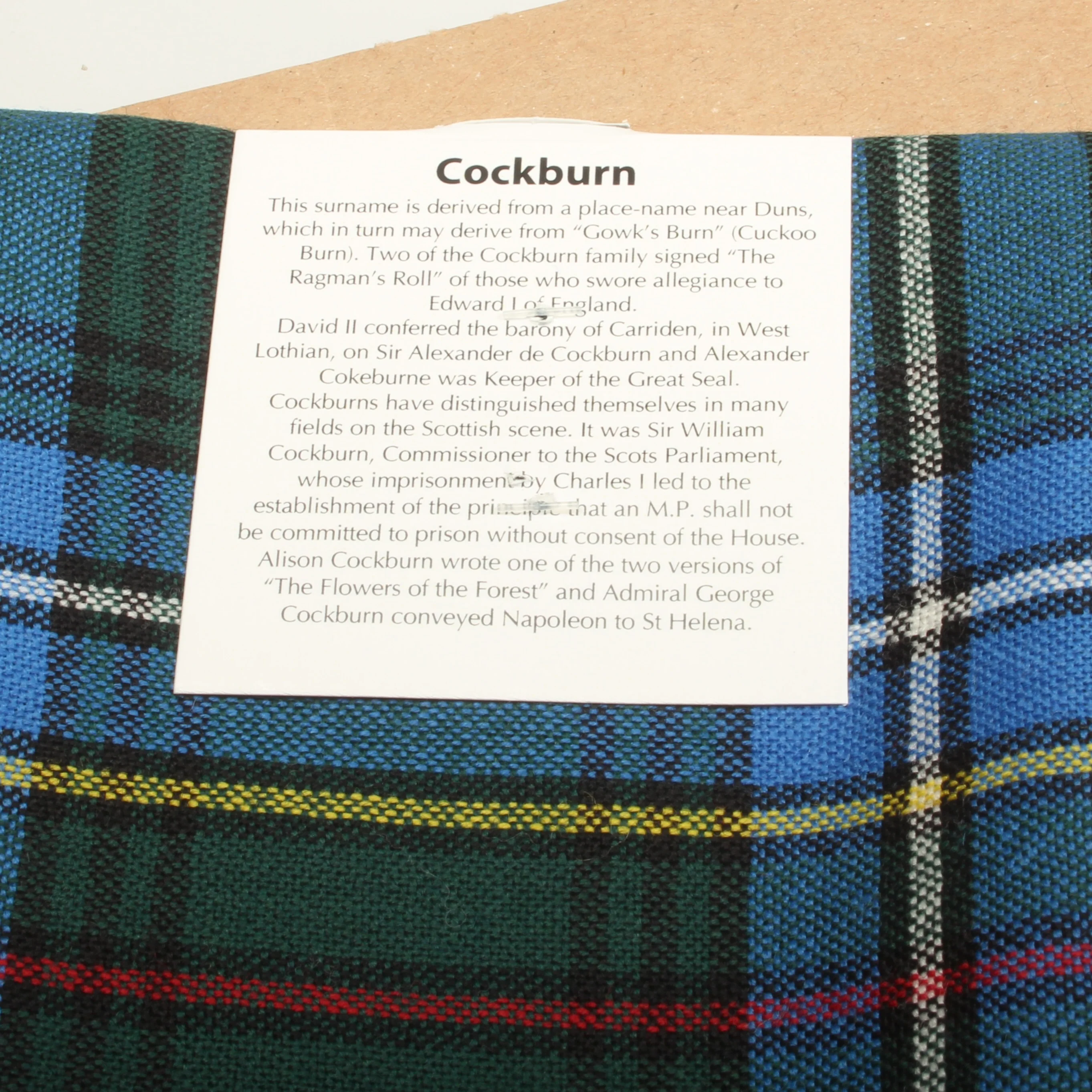 Wool Scarf in Cockburn Tartan - Image 3