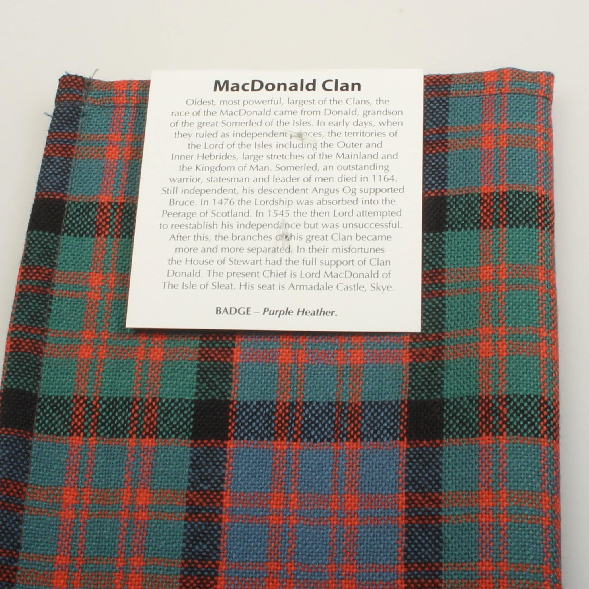 Wool Scarf in MacDonald Ancient Tartan - Image 2