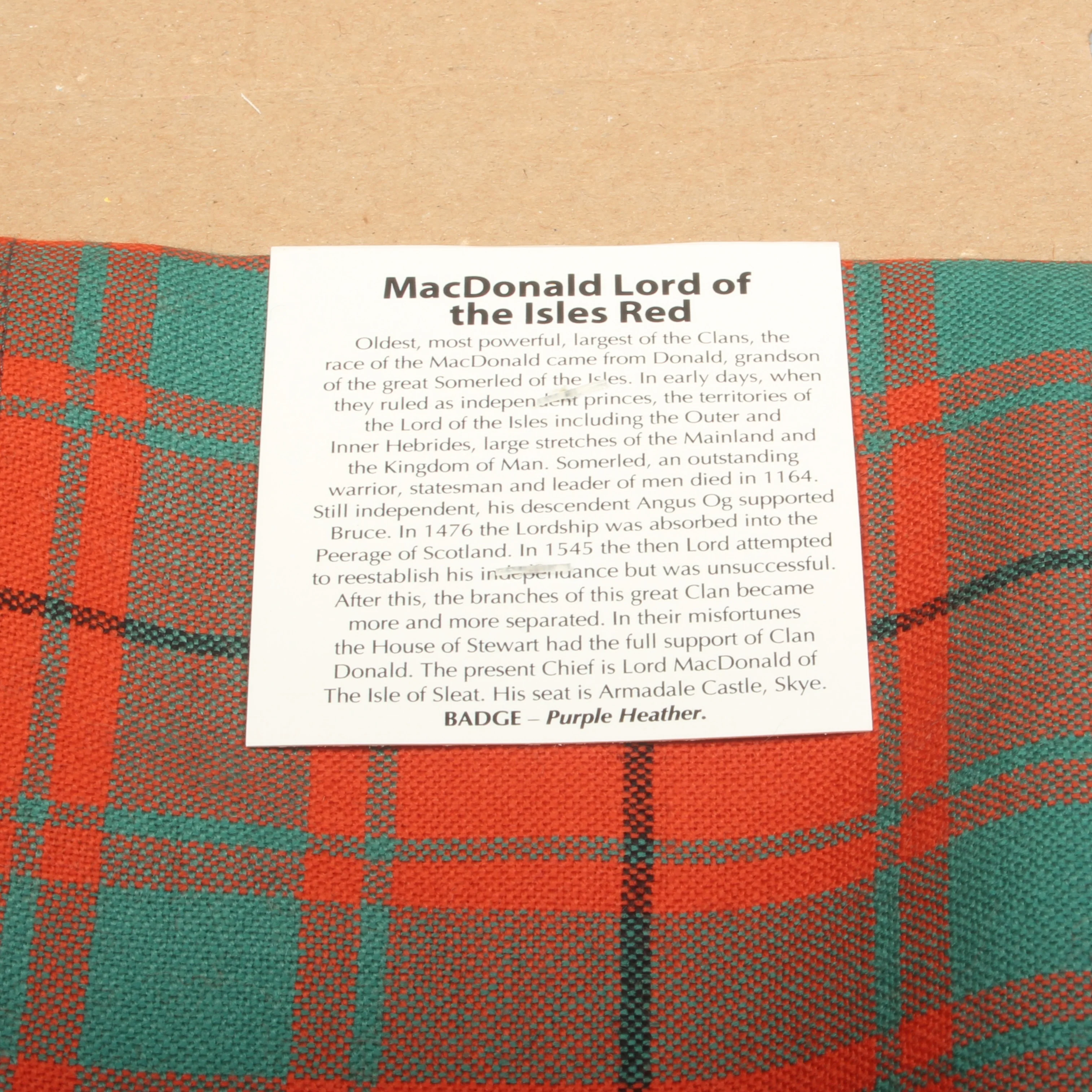 Wool Scarf in MacDonald Lord of the Isles Red Ancient Tartan - Image 3