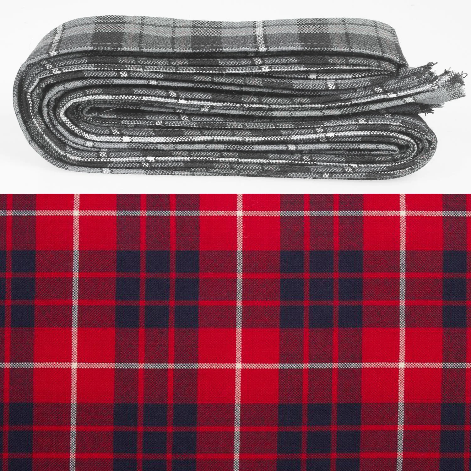 Wool Strip Ribbon in Hamilton Red Modern Tartan - 5 Strips, Choose your Width